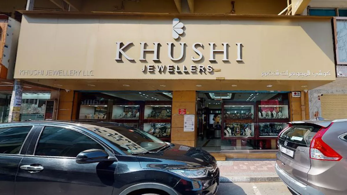 Khushi Jewellers storefront on Al Fahidi Street, Meena Bazaar, Bur Dubai