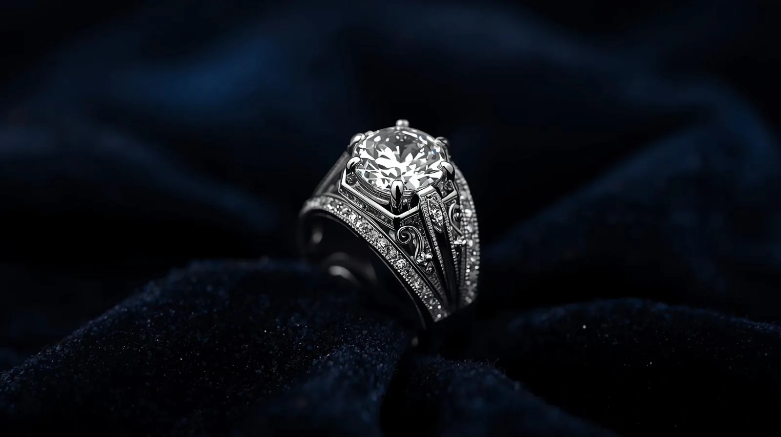 Custom-made diamond men's ring
