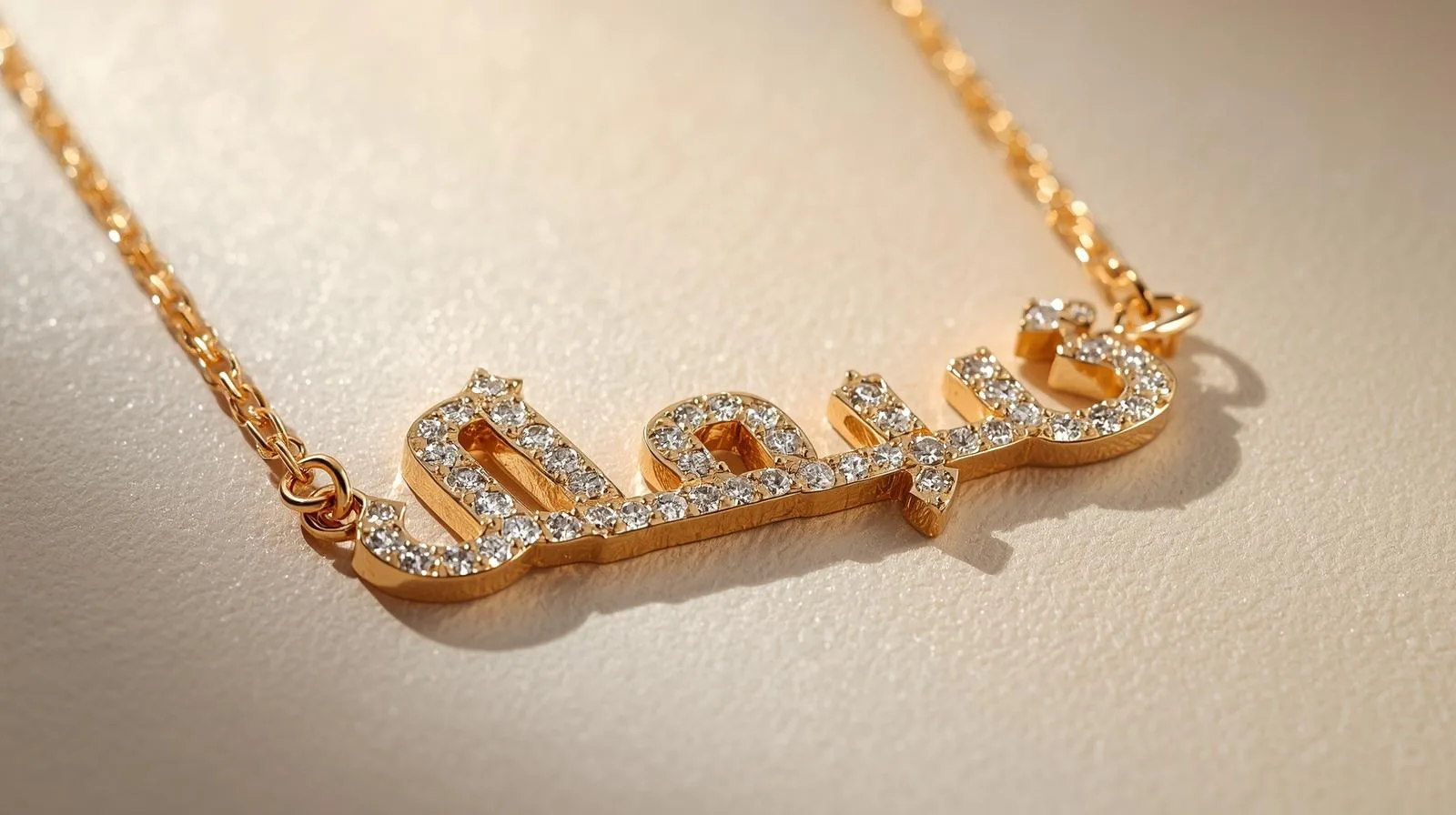 Diamond-set gold name necklace