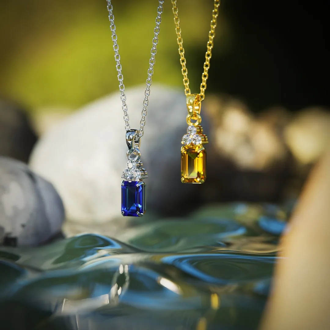 Sapphire and citrine gemstone pendants