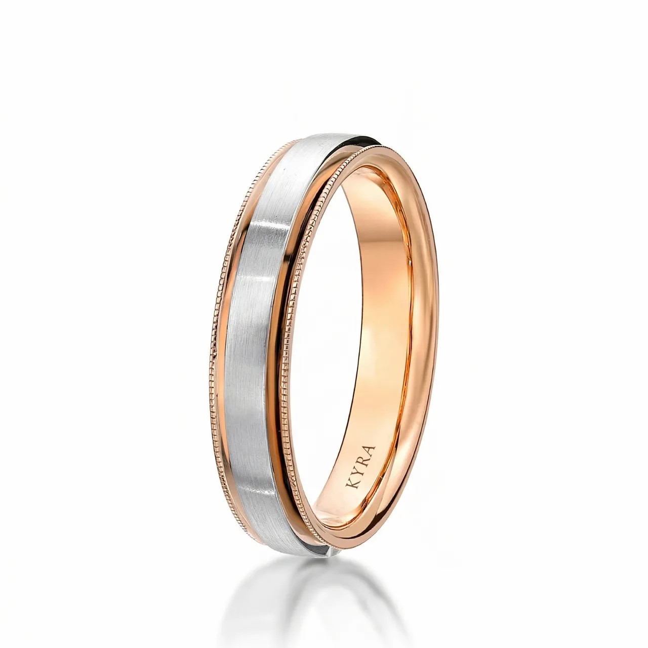 Two-tone milgrain wedding band