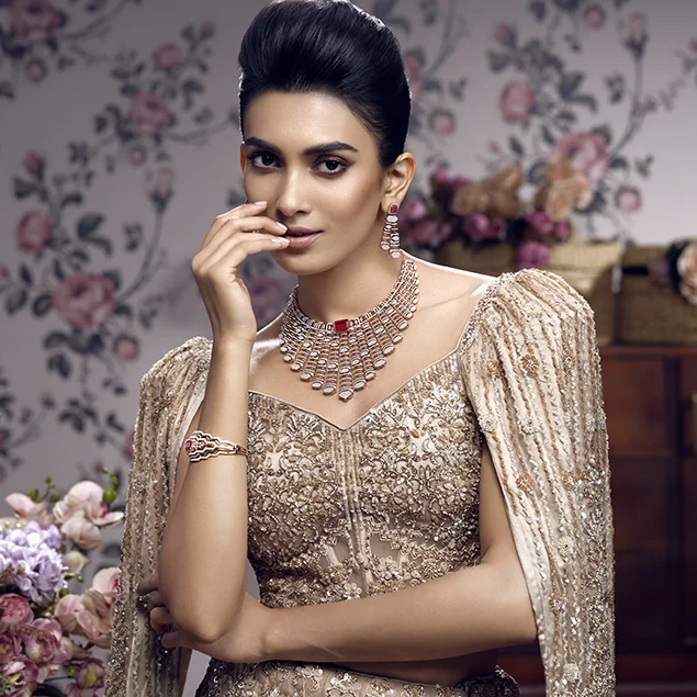 Diamond bridal necklace, style V0970