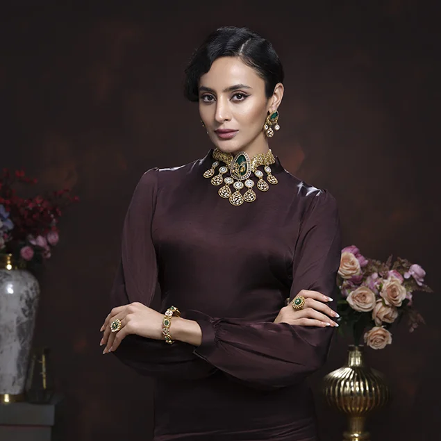 Kundan emerald choker, style V1177