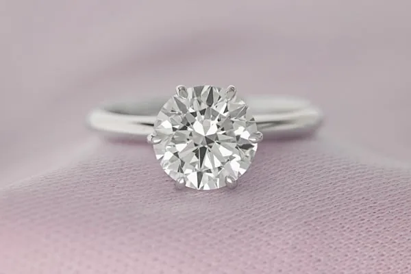 Macro photograph of a custom diamond engagement ring