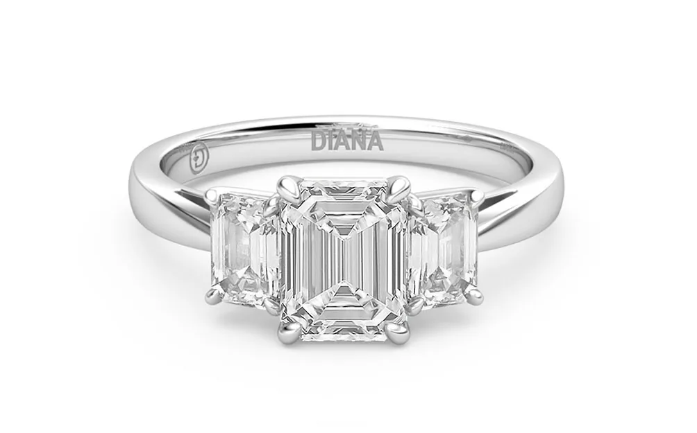 Three-stone emerald cut