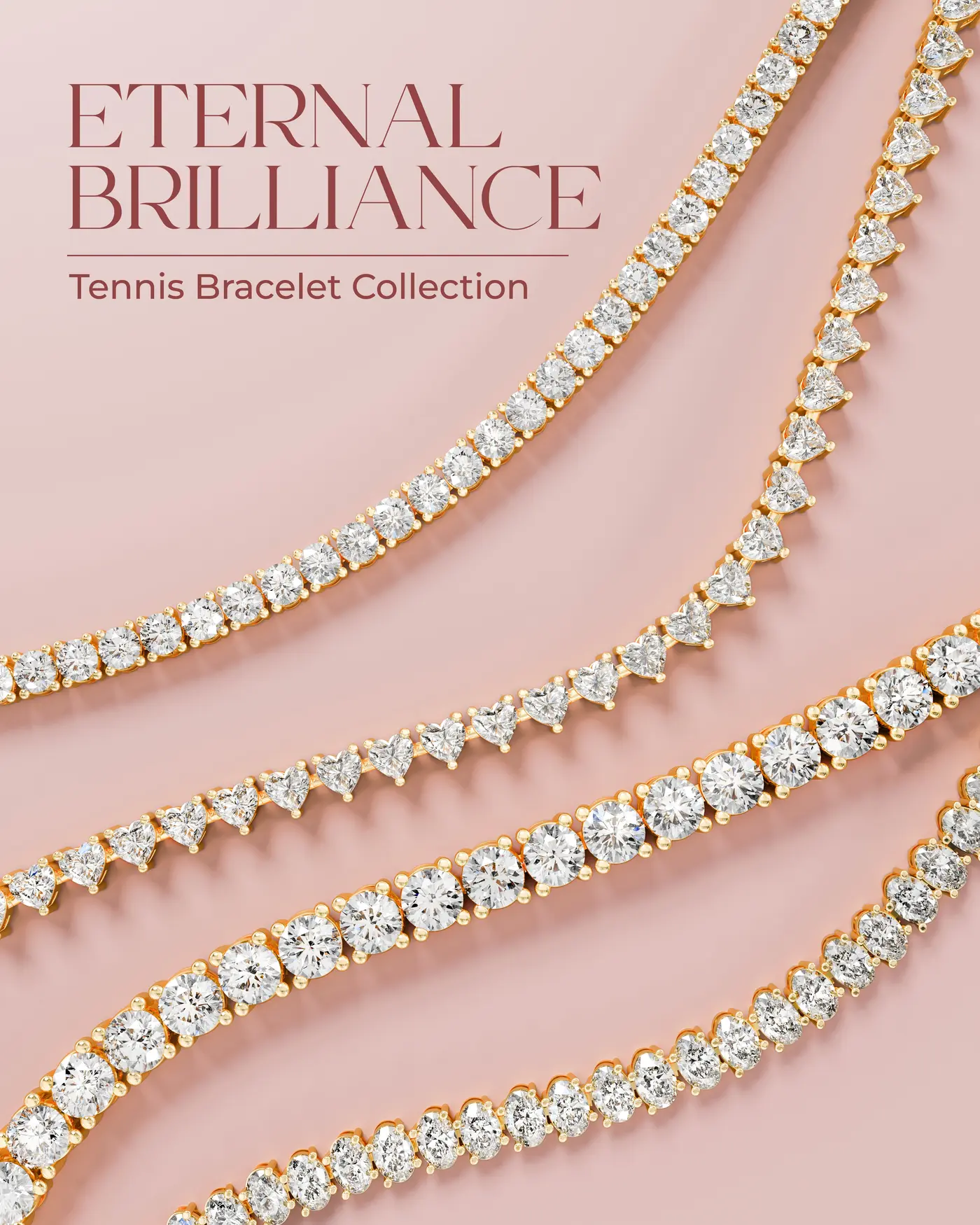 Eternal Brilliance tennis bracelet collection — rows of round lab-grown diamonds