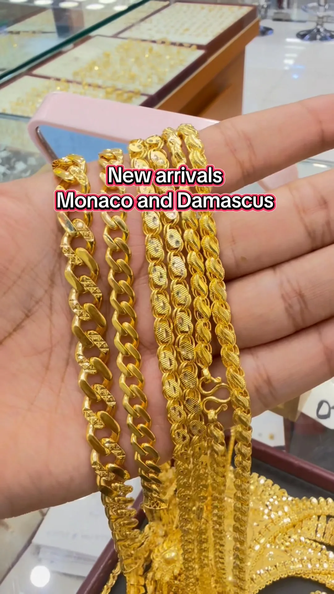 18k gold Monaco and Damascus link chains