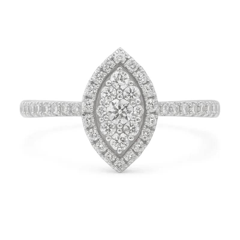 Clara — marquise halo diamond ring