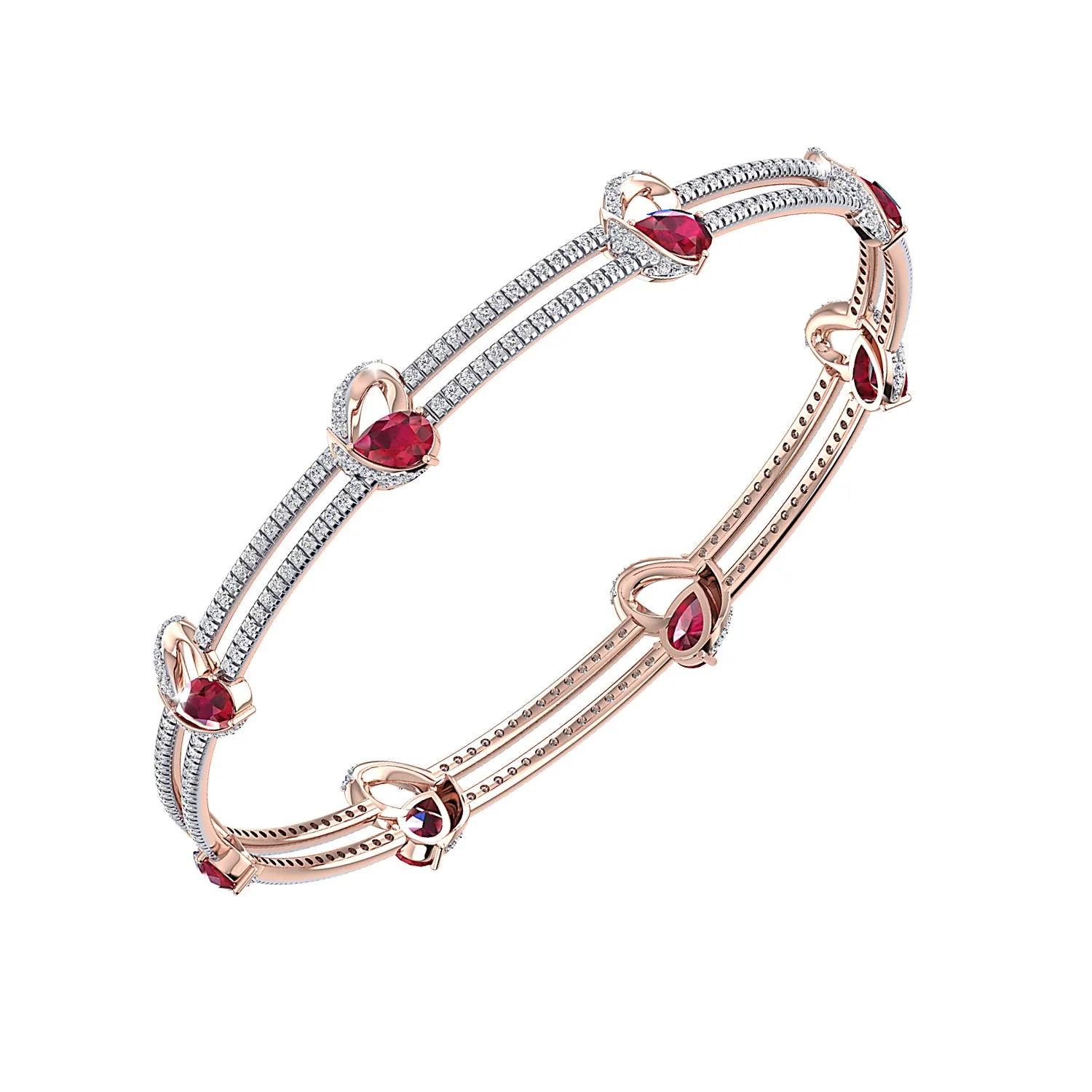 Ruby and diamond bangle