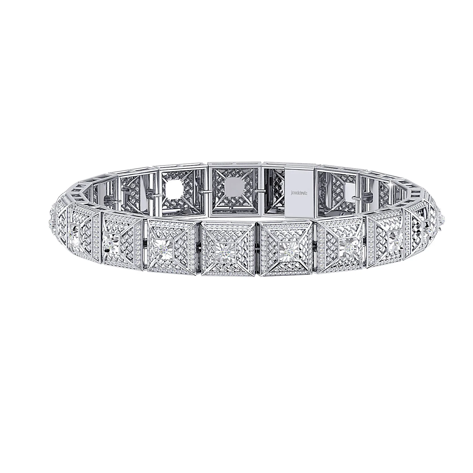 Art-deco diamond link bracelet