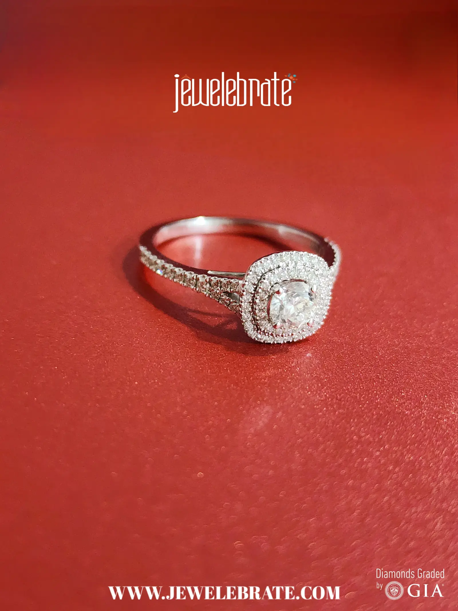 A diamond halo ring.