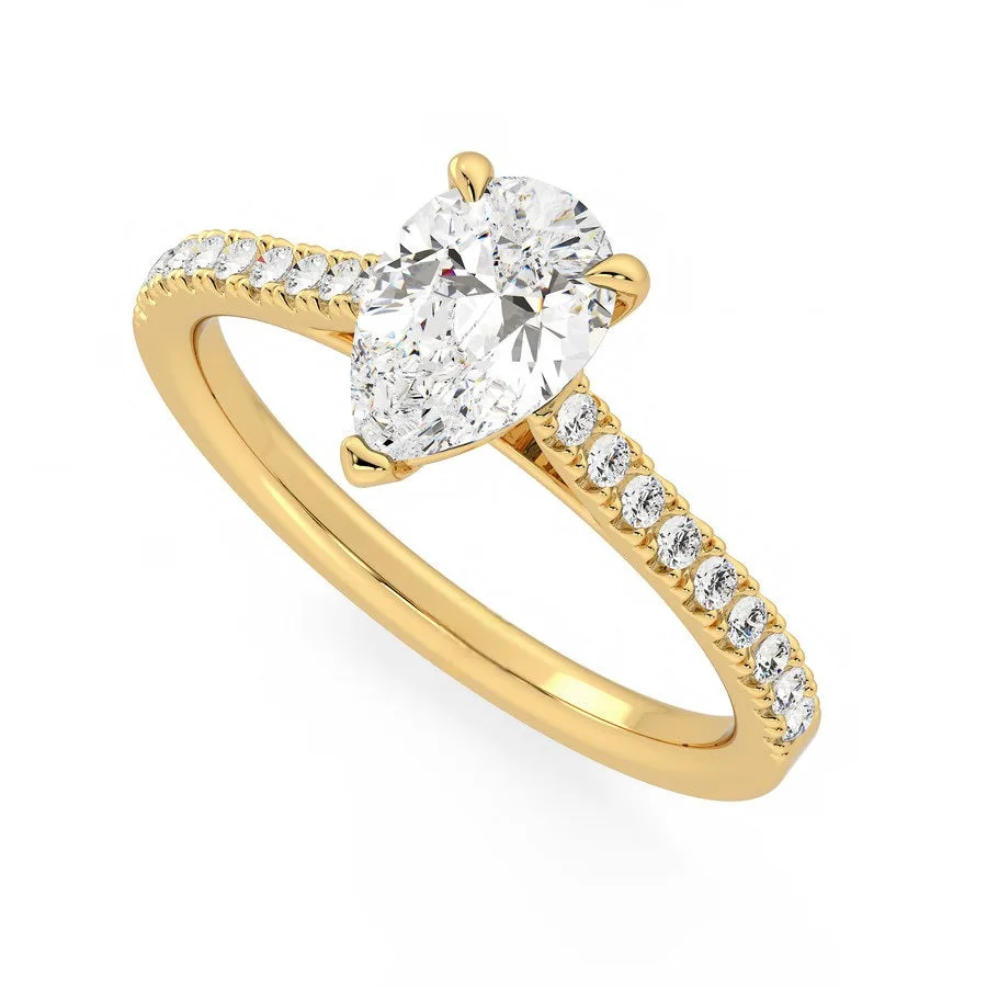 Pear-cut pavé ring