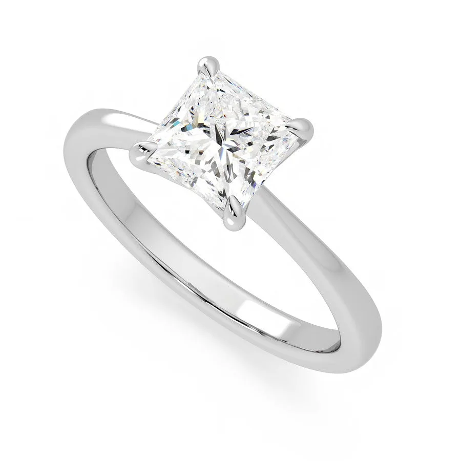 Princess-cut solitaire ring