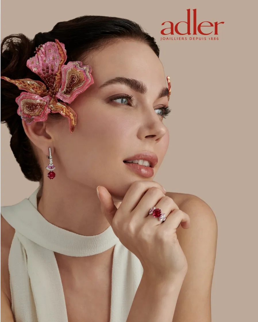 Ruby and diamond cocktail ring and earrings