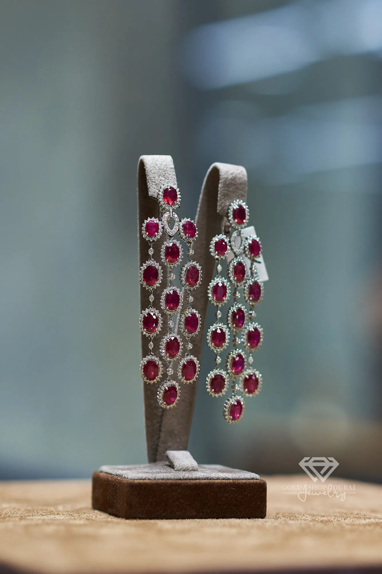 Ruby and diamond chandelier earrings