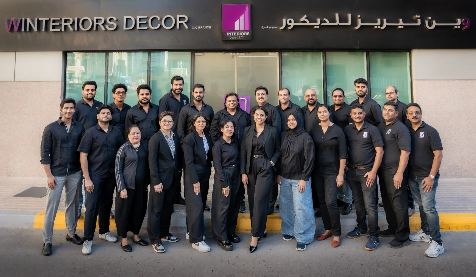 The Winteriors Decor LLC team outside their UAE office