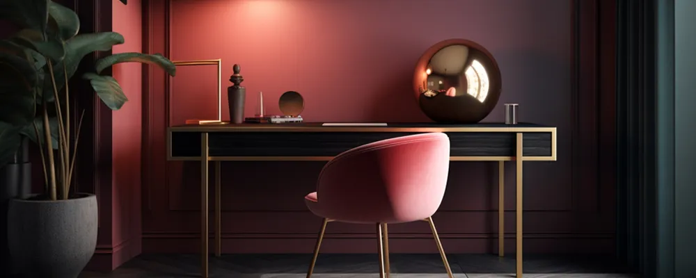 Moody home study with bespoke desk joinery and brass detailing