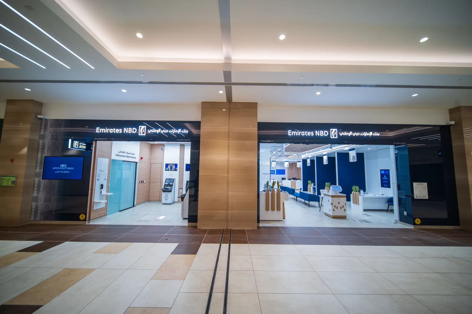 Emirates NBD bank branch fit-out in a mall