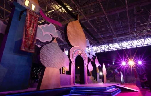 Large fabric stage set and backdrop built for a festival in Dubai