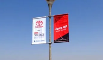 Lamp-post banner mounted on a street pole