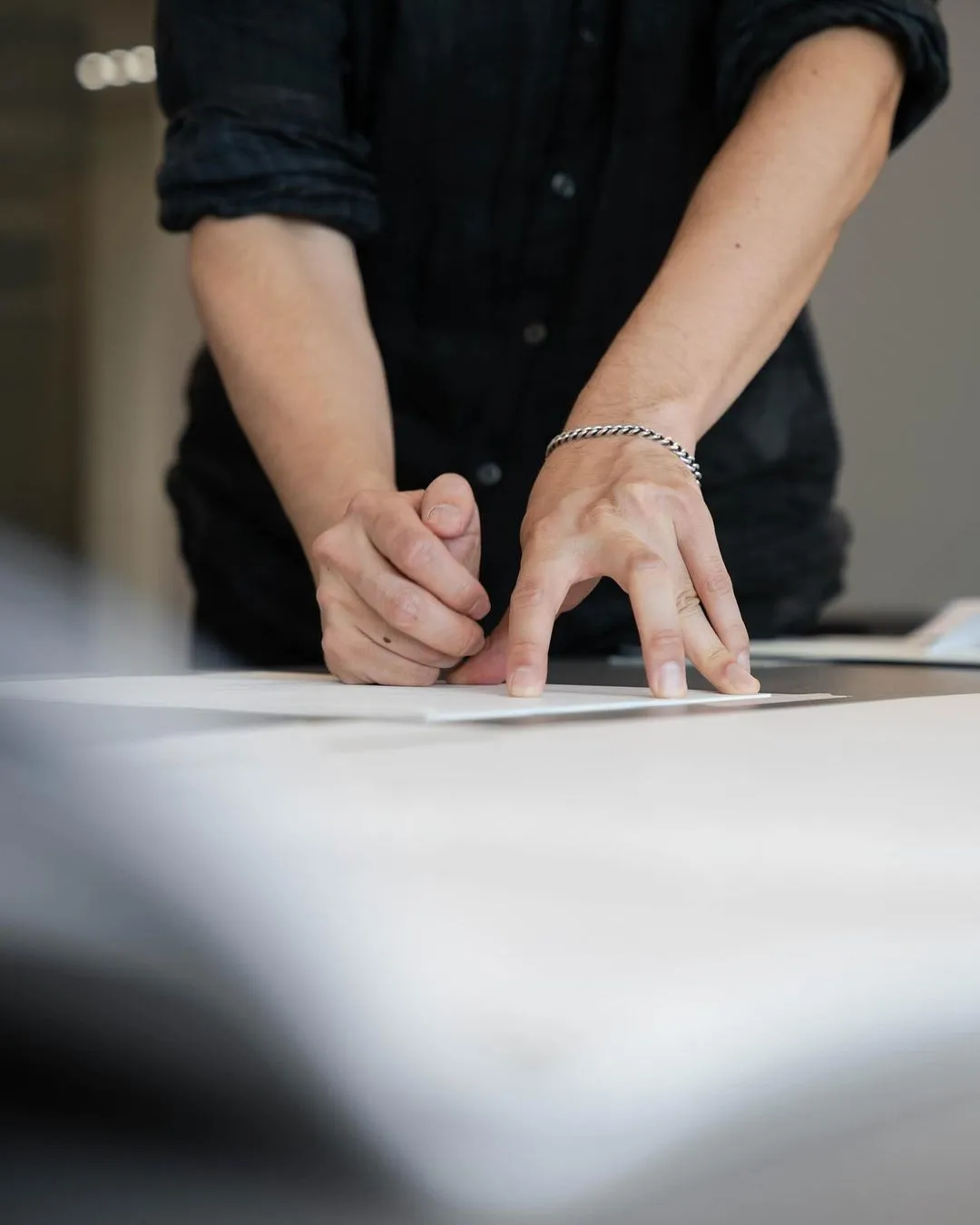 Detailing work at the studio desk