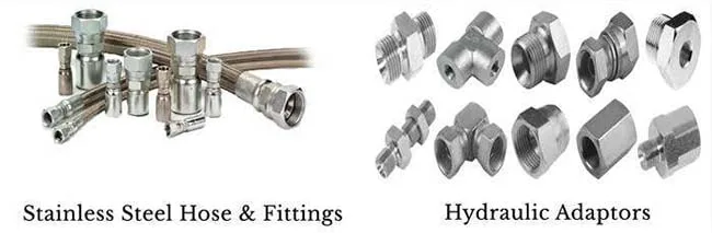 Stainless steel braided hose and hydraulic adaptors