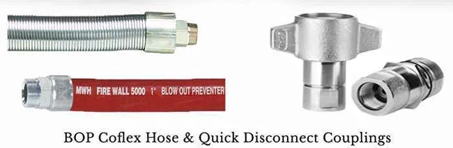 BOP coflex hose and quick disconnect couplings