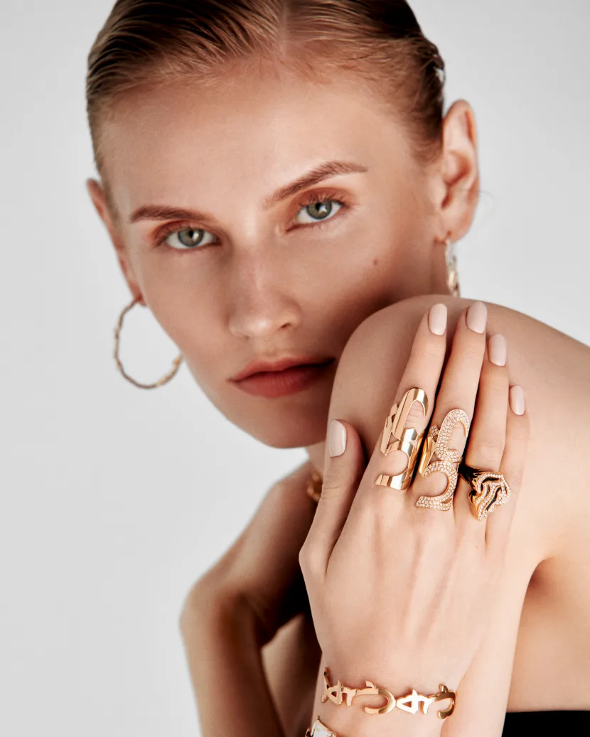 Iconic collection — stacked gold rings