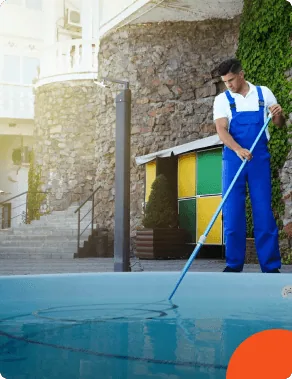 AFTR technician maintaining a residential swimming pool