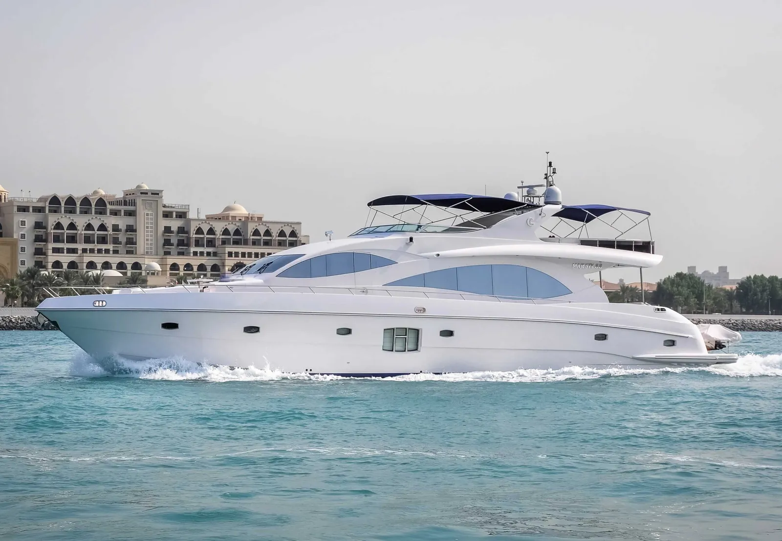 Guests aboard a large yacht near Ain Dubai