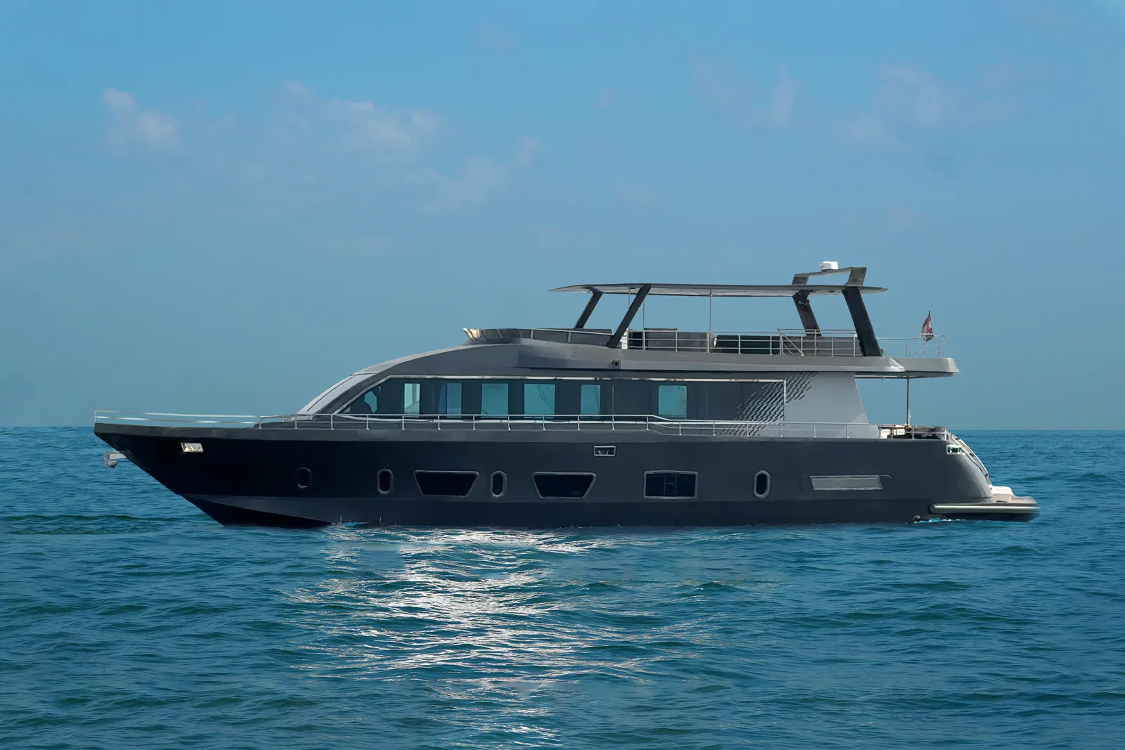 The Omega 100 superyacht, the flagship of the Conwy fleet