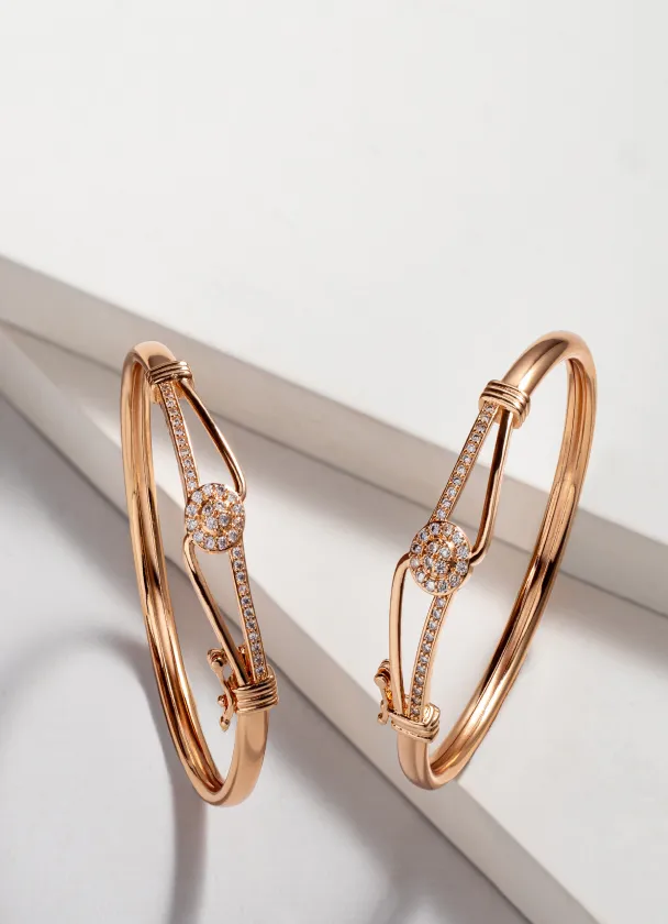 Rose-gold diamond bangles