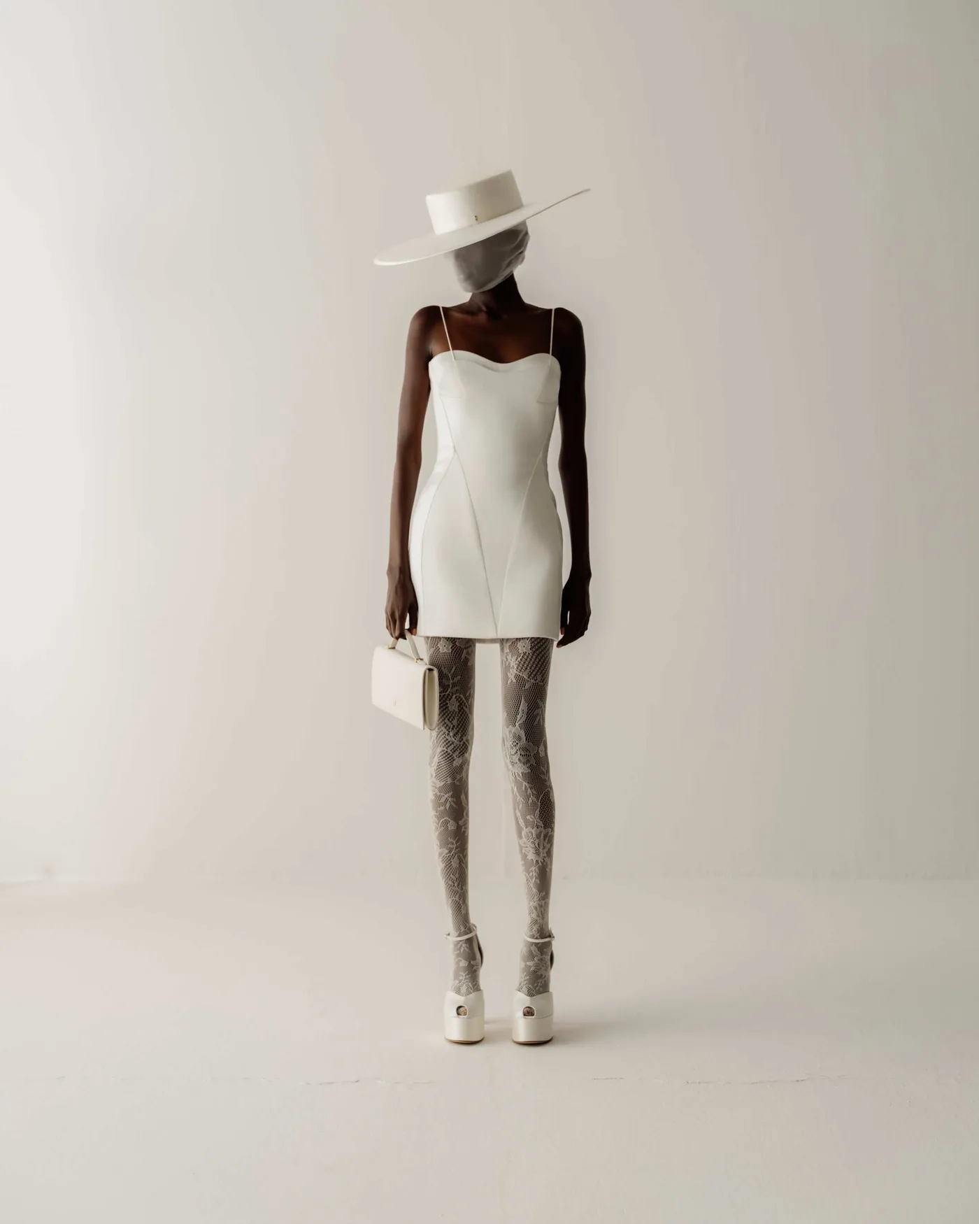 Structured mini dress in ivory