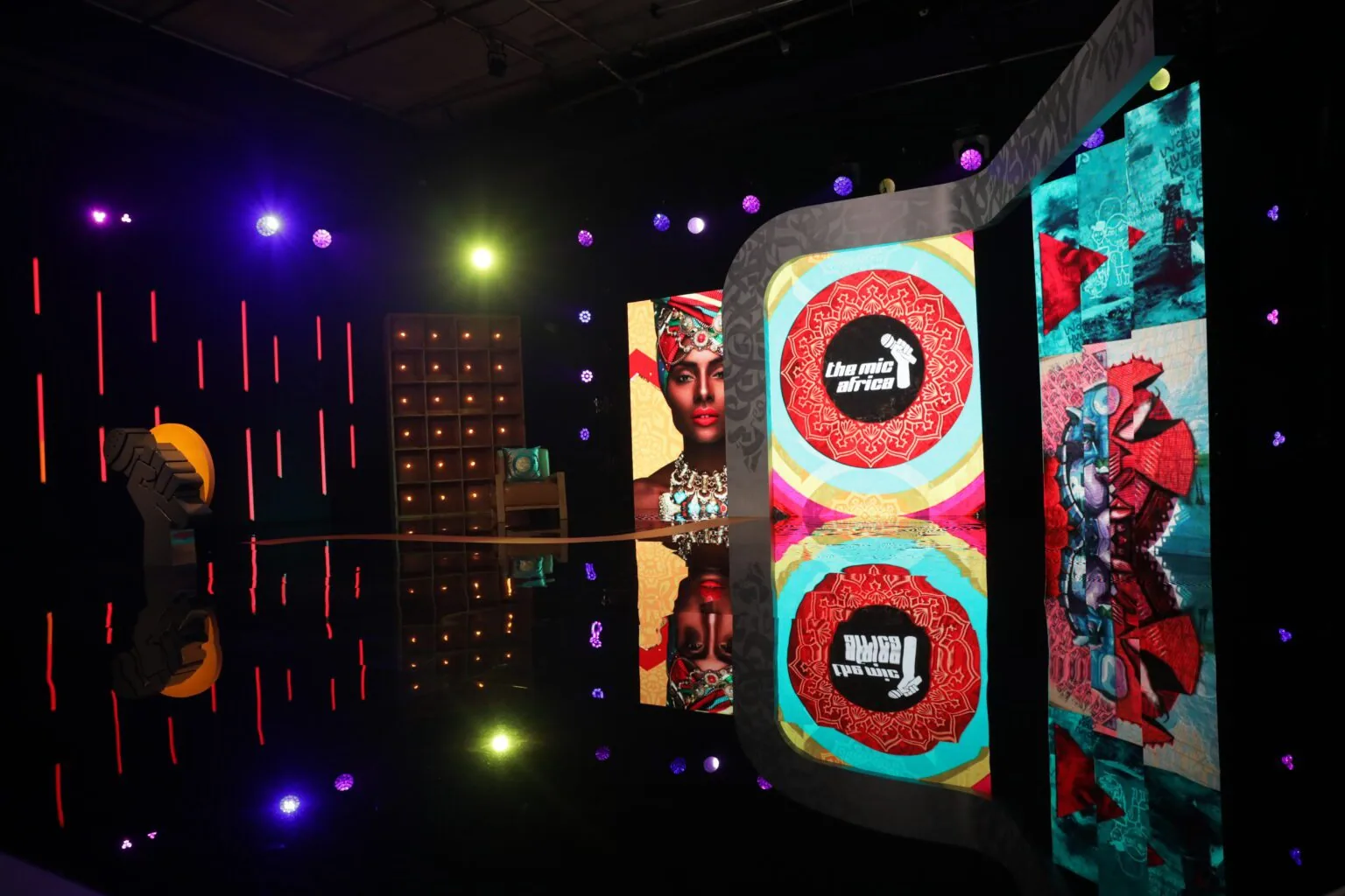 Vivid LED stage set with reflective floor