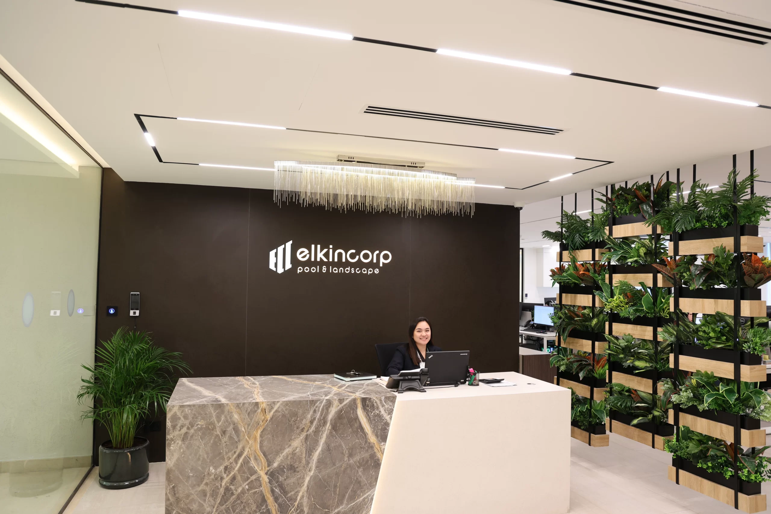 Elkin Corp pool and landscaped garden in Dubai
