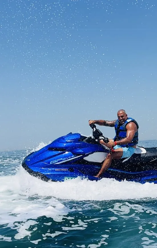 Rider on a jet ski in Dubai Marina