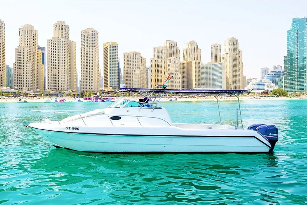 35ft sport yacht moored in Dubai Marina