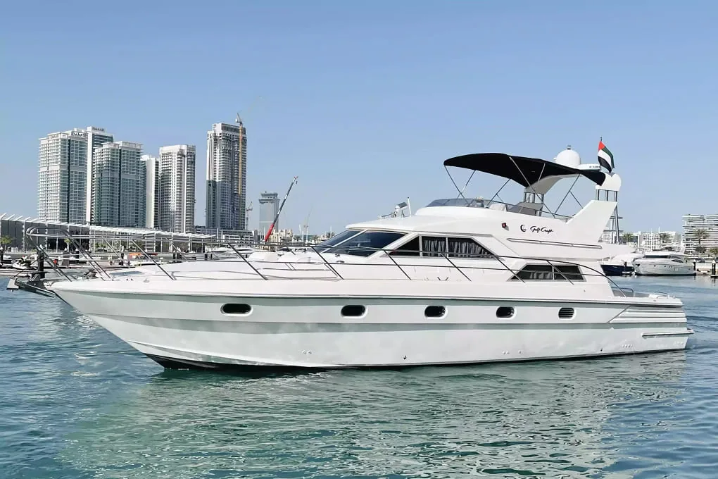 55ft yacht on the water by Dubai Marina