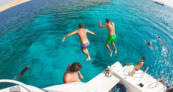 Guests celebrating on board a luxury yacht in Dubai