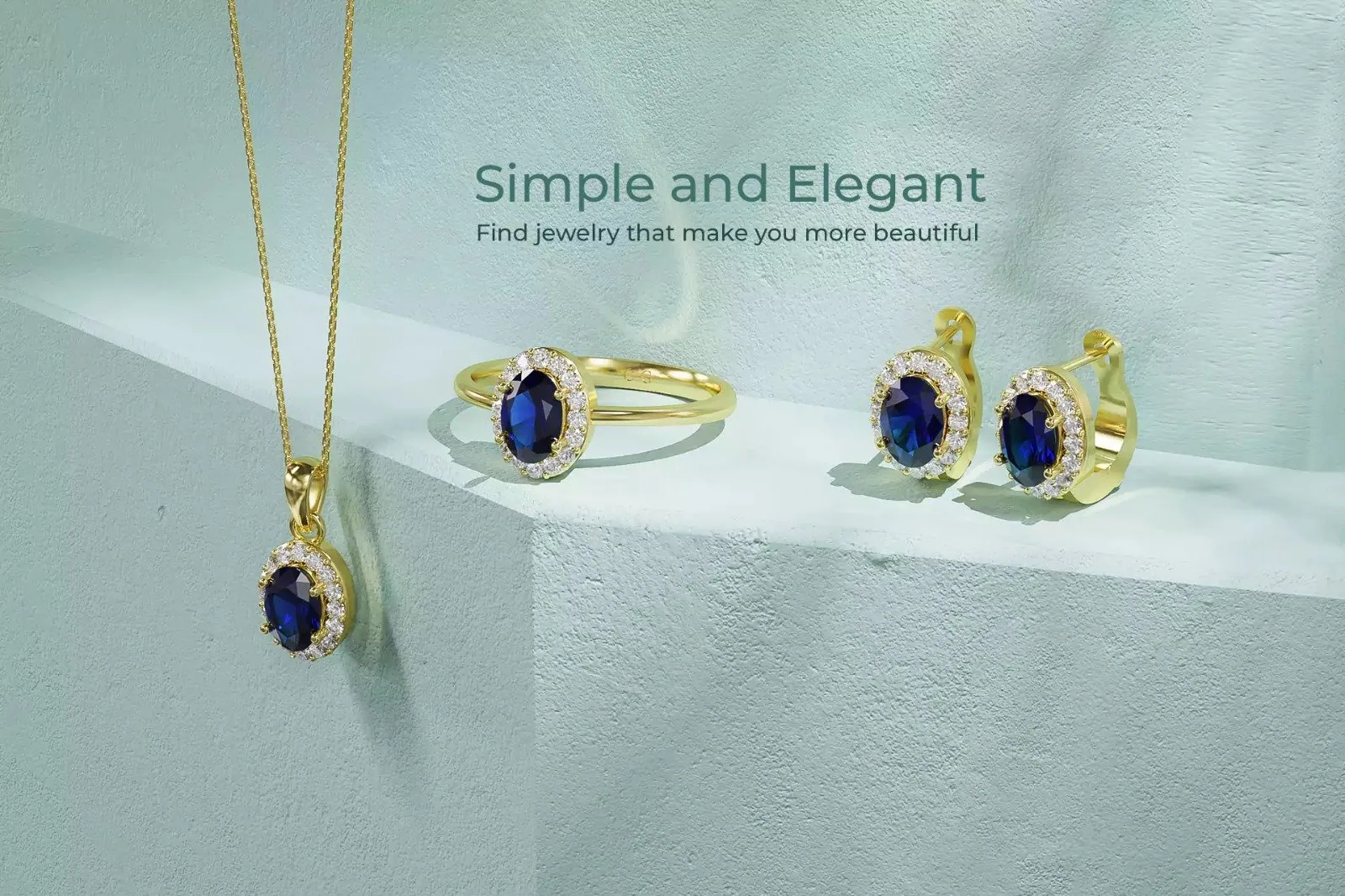 Sapphire pendant, ring and earring set