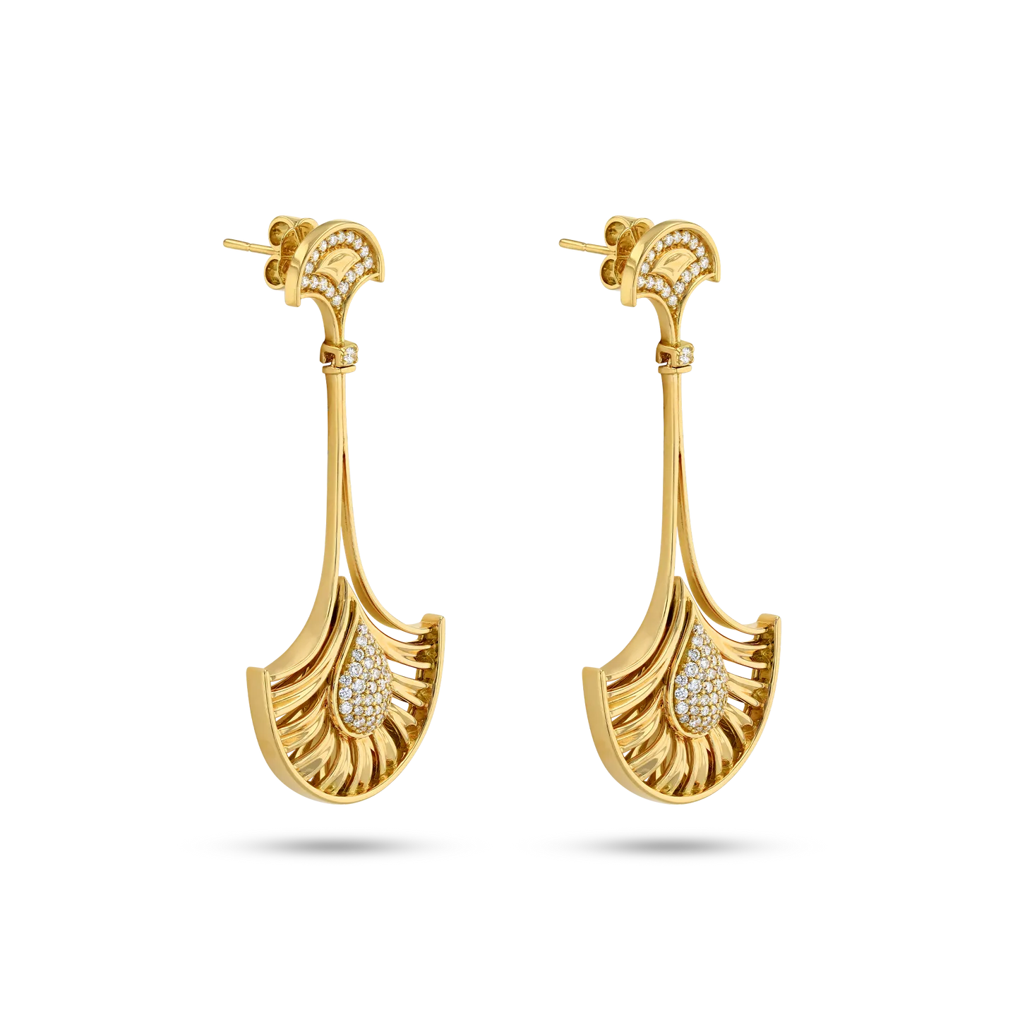 TOKTAM Art Deco Pendulum diamond earrings in 18k gold