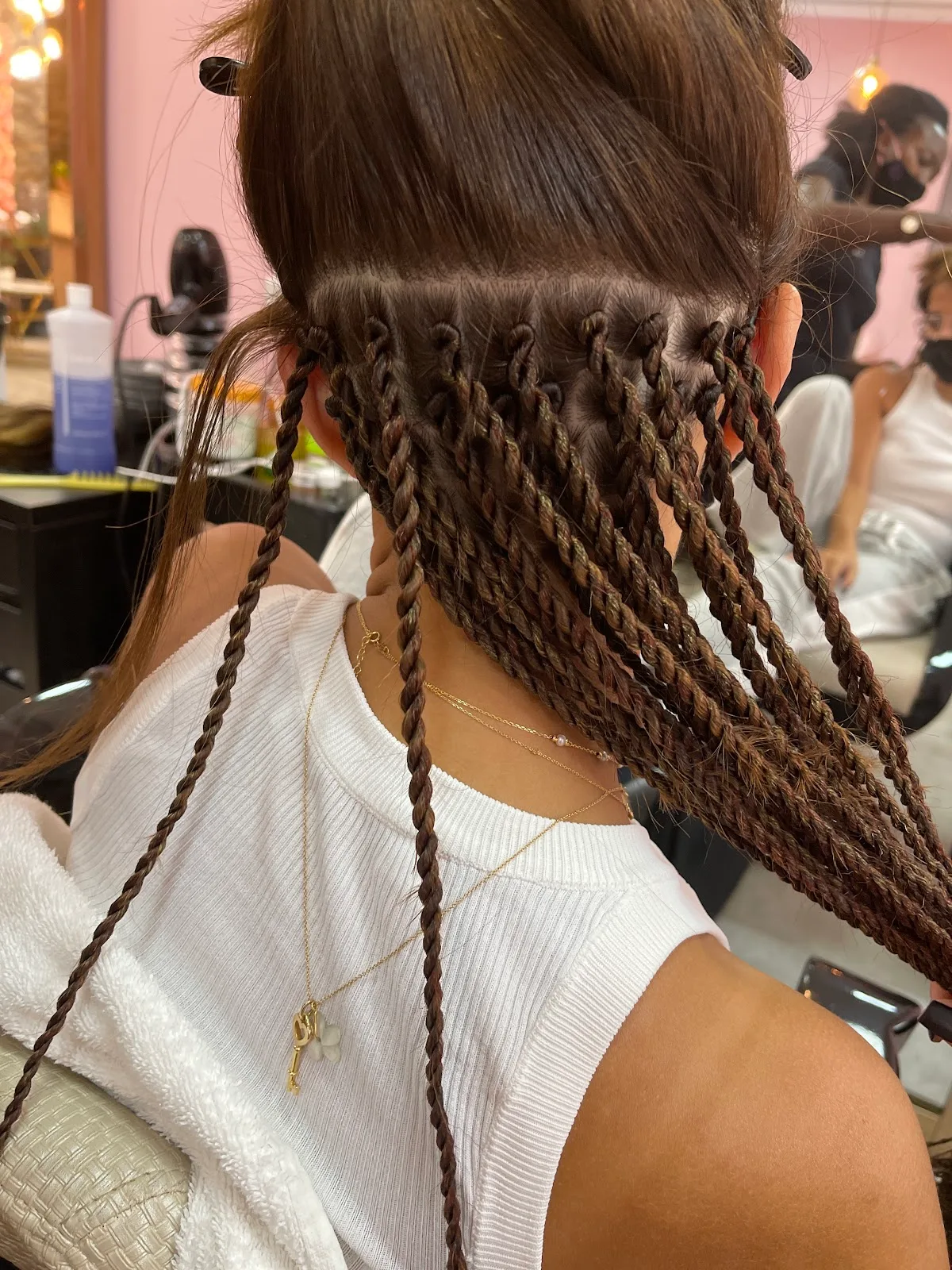 Long box braids styled