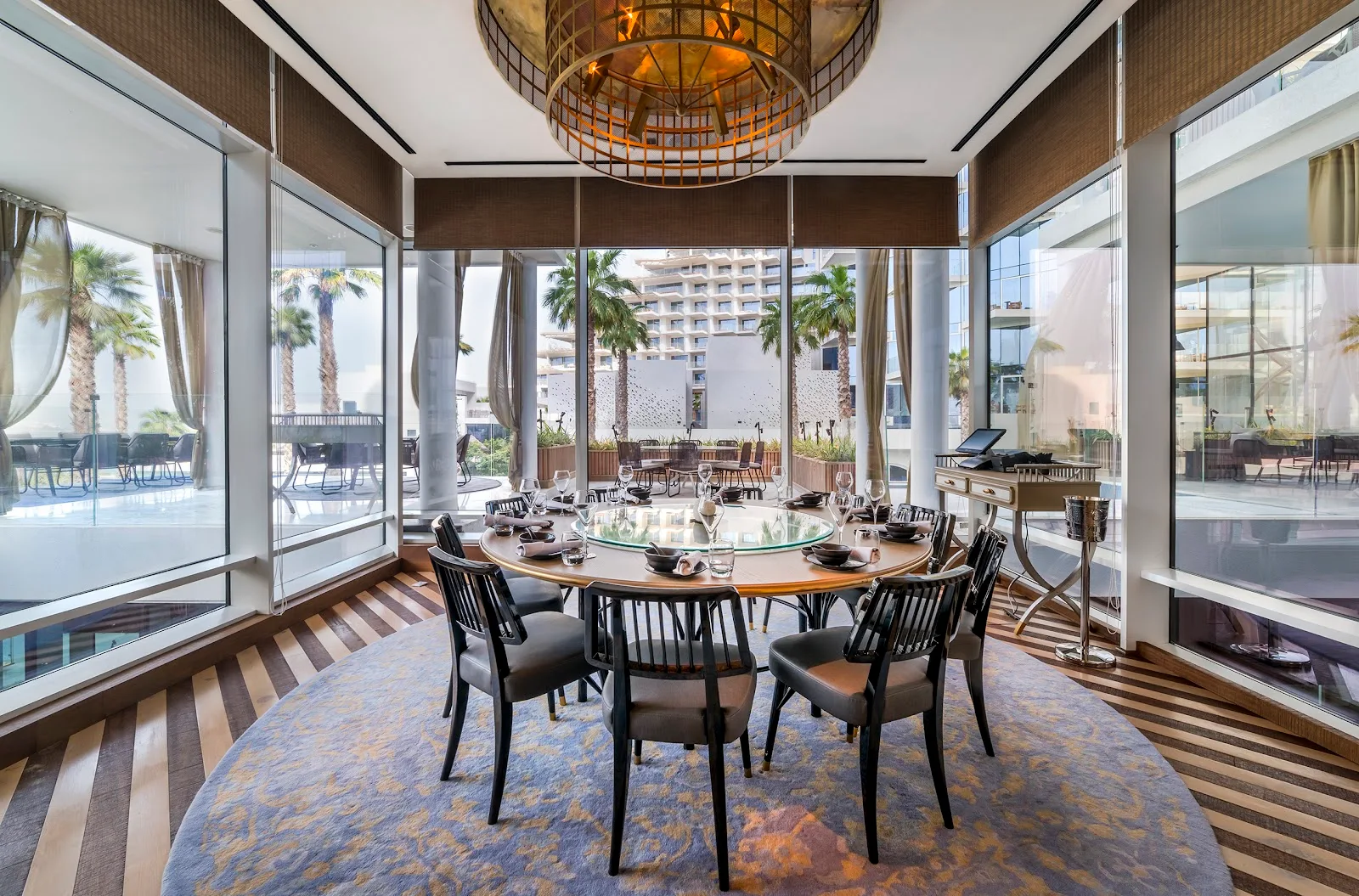 Private dining room with palm views
