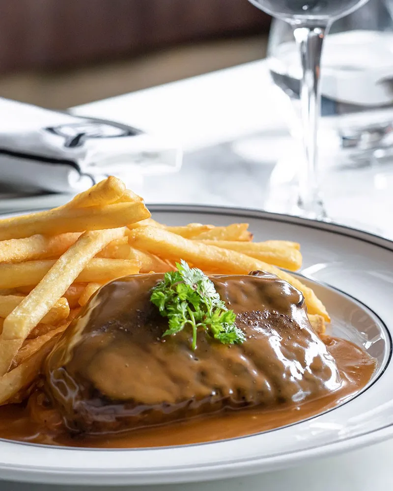 Steak frites with pan gravy