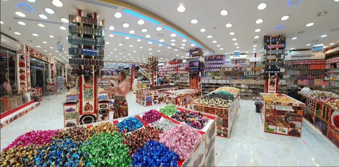 A bright, busy souk interior in Deira