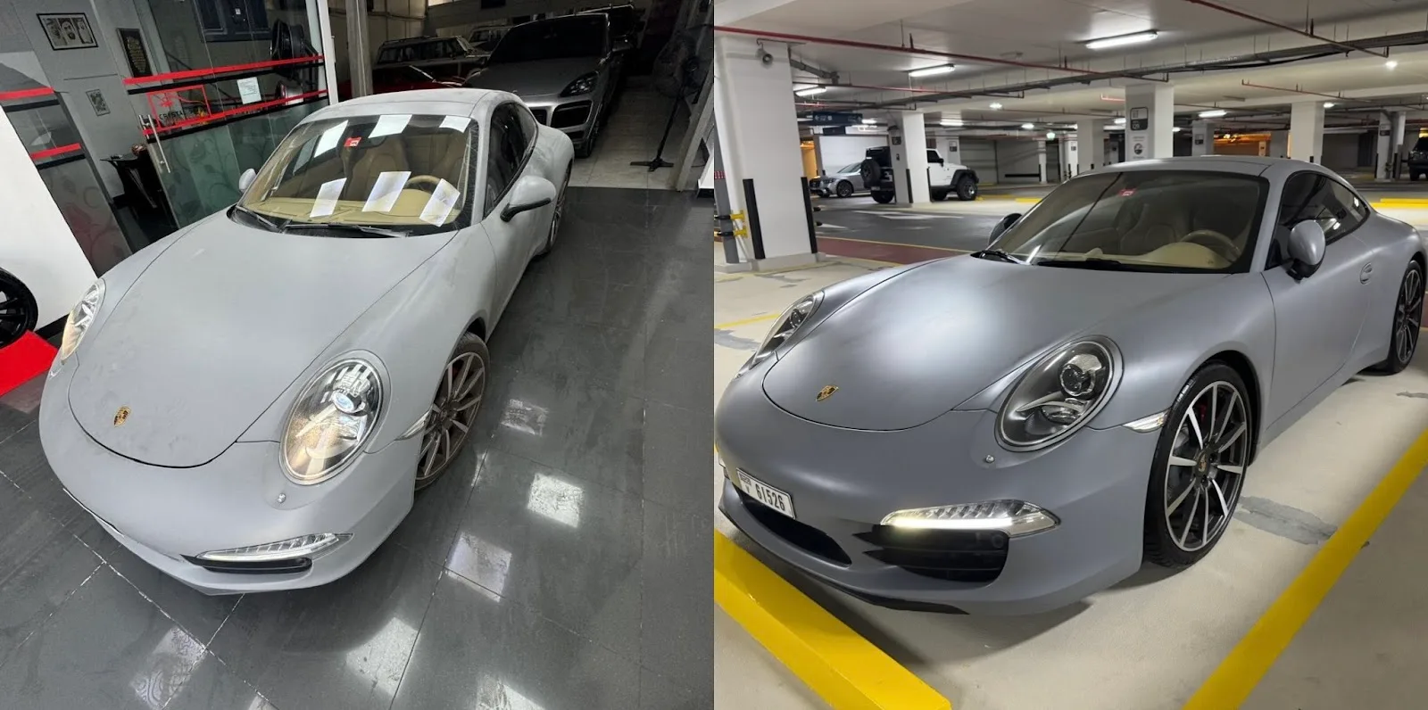 The same Porsche before and after a detail at Crystal Shine Car Care