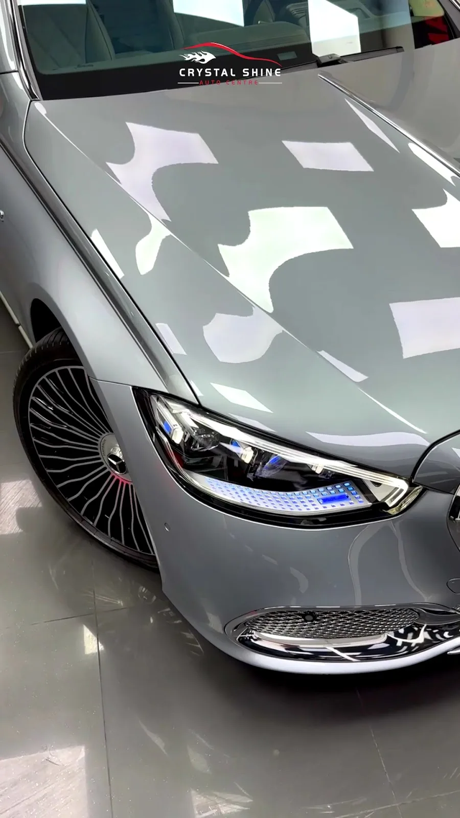 Grey Mercedes bonnet with clean reflections