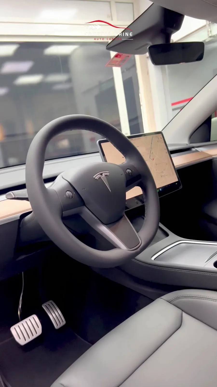 Clean Tesla interior detailed at Crystal Shine Car Care