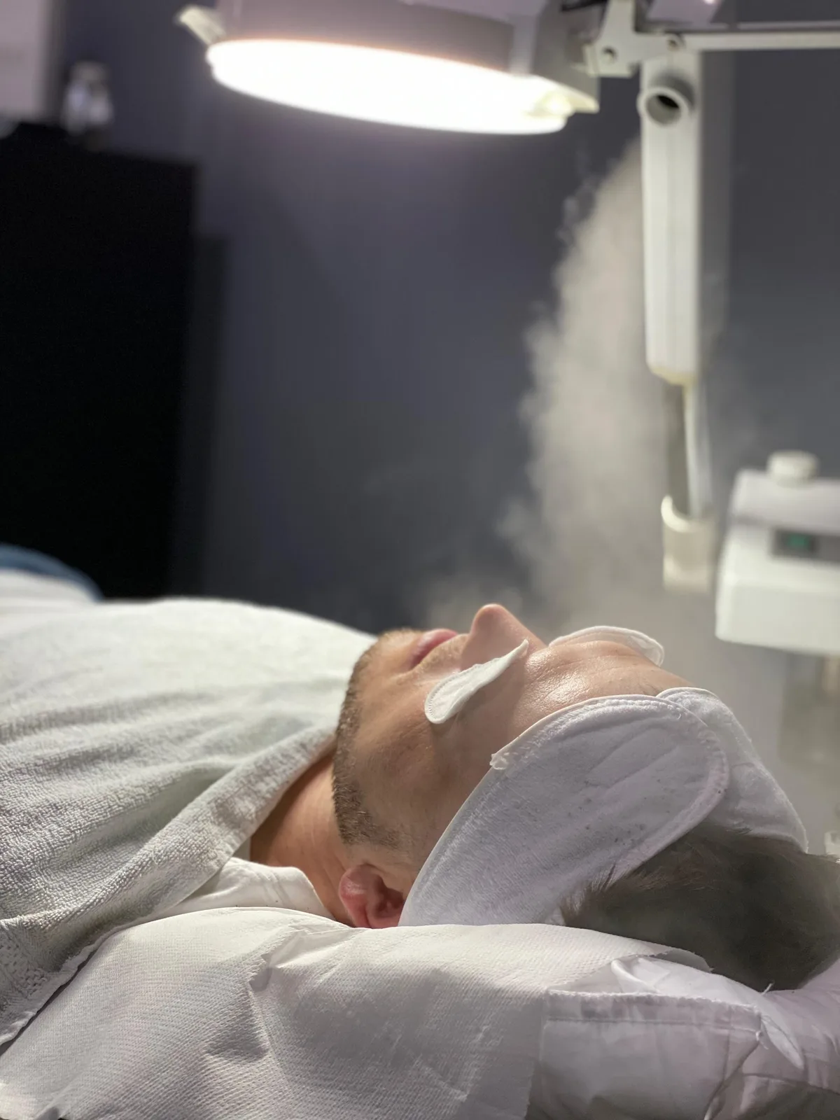 A relaxing facial treatment with steam