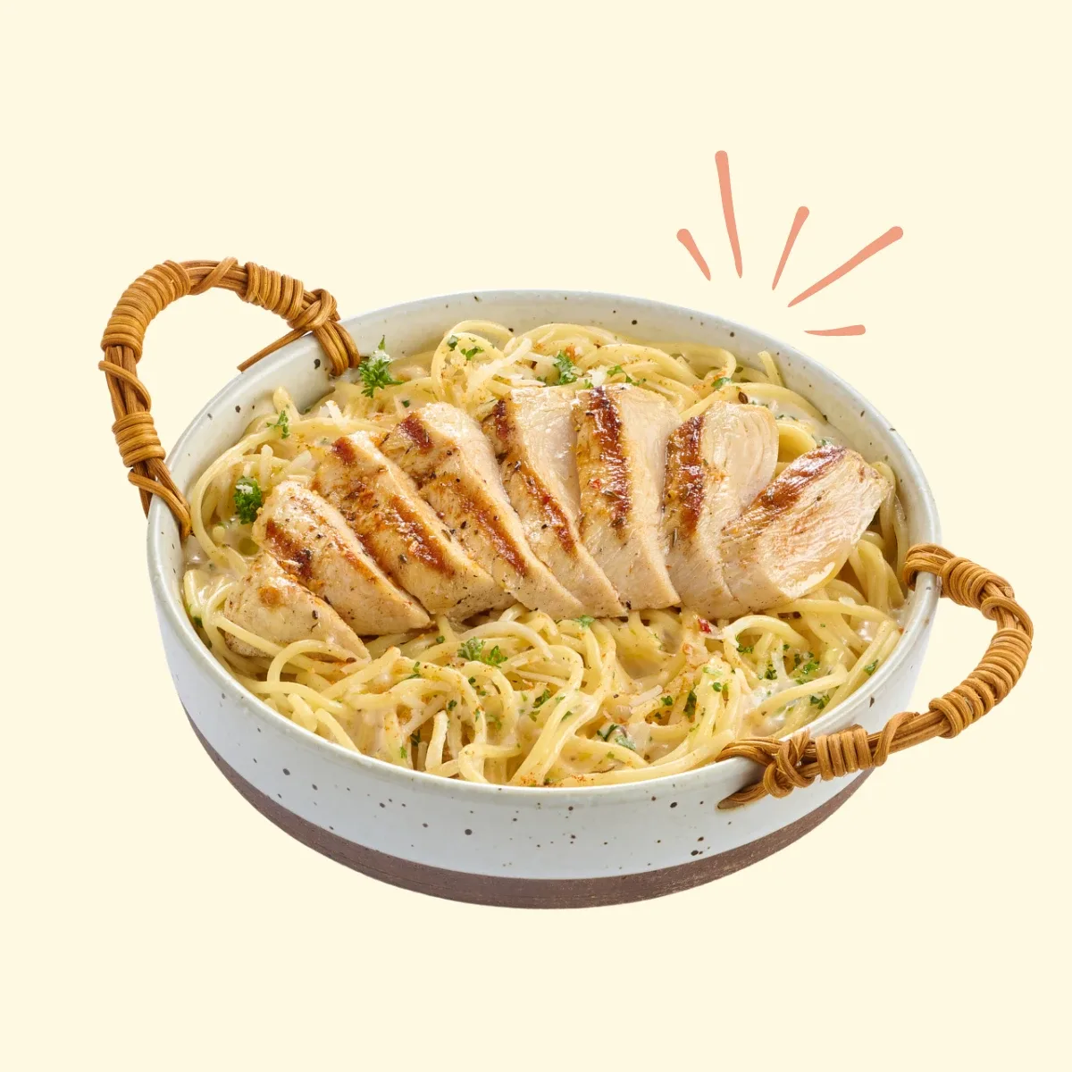 Cajun chicken pasta in a bowl